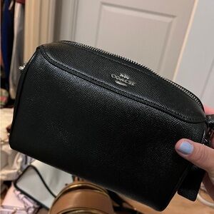 Coach Black Textured Leather Crossbody Pouch